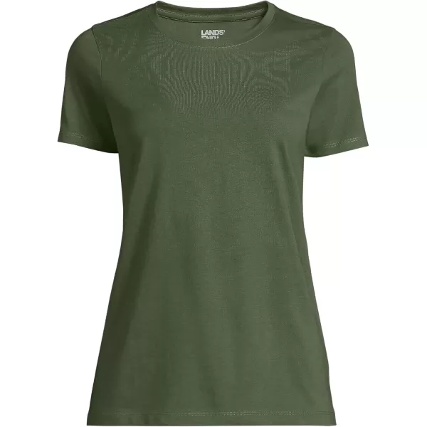 imageLands End Womens Relaxed Supima Cotton Crew Neck TShirtEstate Green