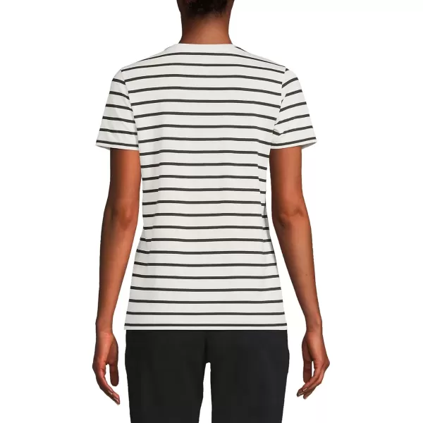 imageLands End Womens Relaxed Supima Cotton Crew Neck TShirtIvoryBlack Breton Stripe