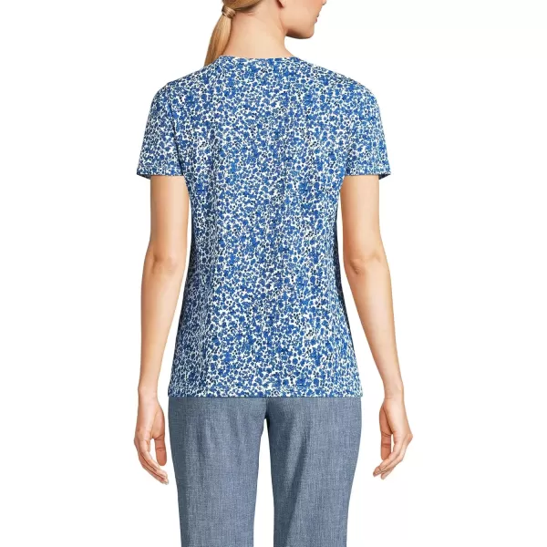 imageLands End Womens Relaxed Supima Cotton Crew Neck TShirtIvoryVista Blue Flowers