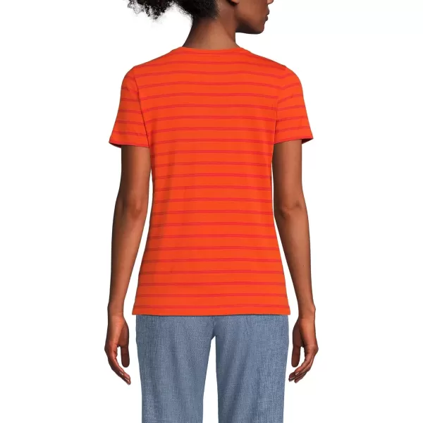 imageLands End Womens Relaxed Supima Cotton Crew Neck TShirtRich Persimmon Dual Stripe