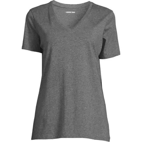 imageLands End Womens Relaxed Supima Cotton VNeck TShirtCharcoal Heather