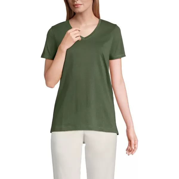 imageLands End Womens Relaxed Supima Cotton VNeck TShirtEstate Green