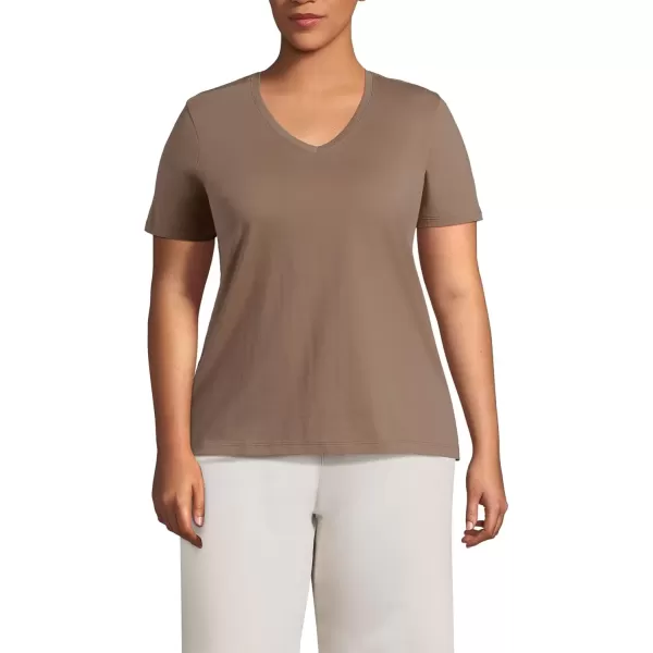 imageLands End Womens Relaxed Supima Cotton VNeck TShirtHoney Beige