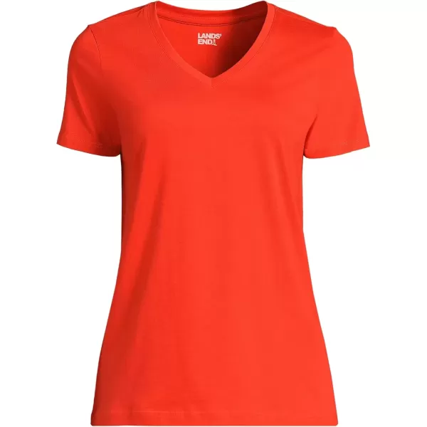 imageLands End Womens Relaxed Supima Cotton VNeck TShirtRich Persimmon