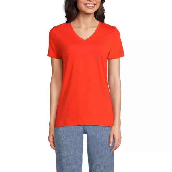 imageLands End Womens Relaxed Supima Cotton VNeck TShirtRich Persimmon