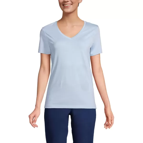 imageLands End Womens Relaxed Supima Cotton VNeck TShirtSoft Blue Haze