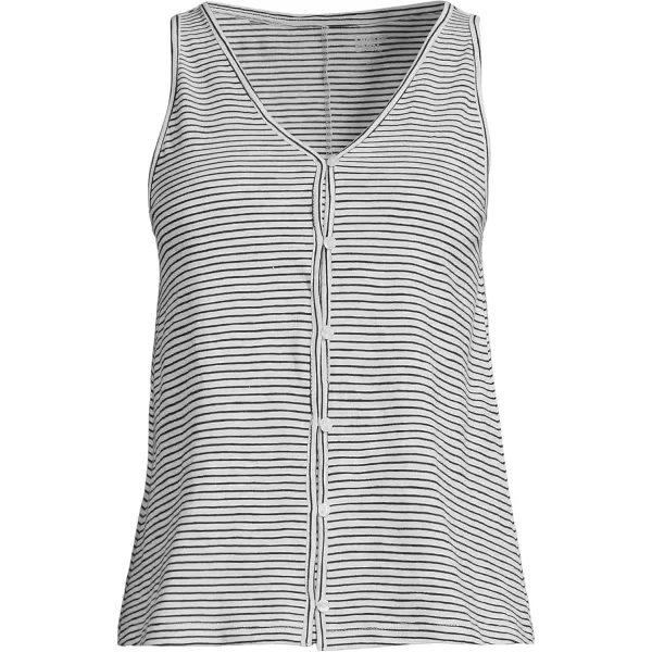 imageLands End Womens Slub Tank TopWhiteBlack Stripe