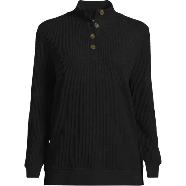 imageLands End Womens Waffle Knit Button Placket TopBlack