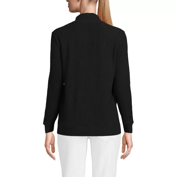 imageLands End Womens Waffle Knit Button Placket TopBlack