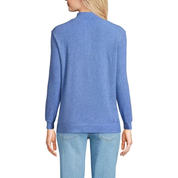 imageLands End Womens Waffle Knit Button Placket TopClear Blue Heather