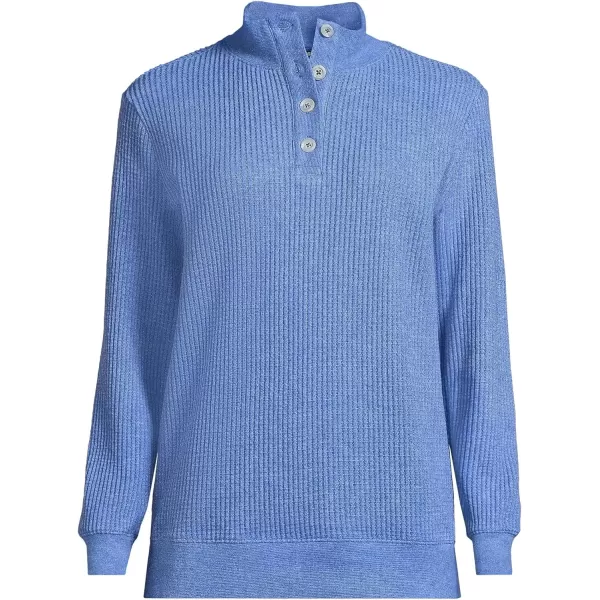 imageLands End Womens Waffle Knit Button Placket TopClear Blue Heather