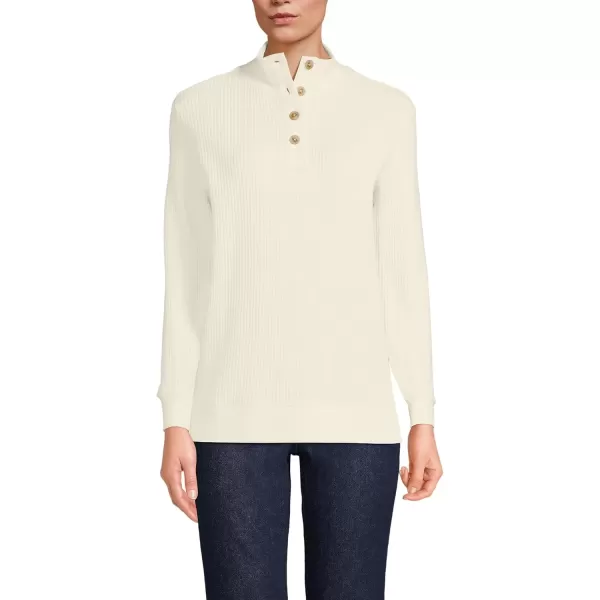 imageLands End Womens Waffle Knit Button Placket TopFresh Ivory