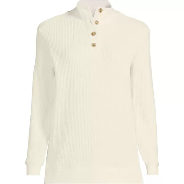 imageLands End Womens Waffle Knit Button Placket TopFresh Ivory