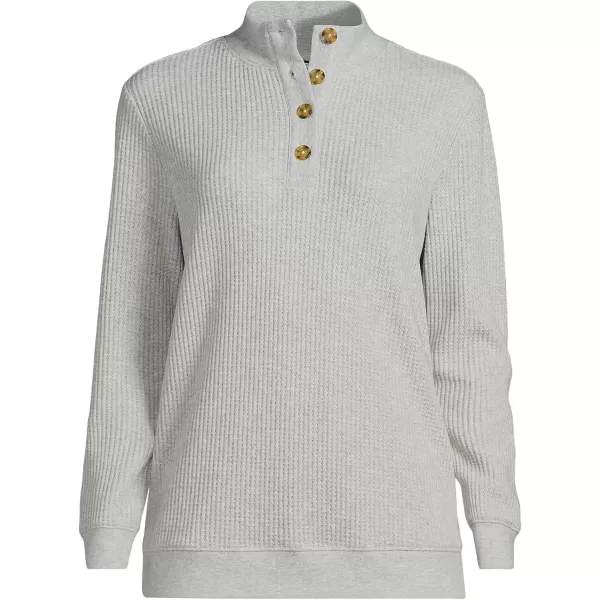 imageLands End Womens Waffle Knit Button Placket TopGray Heather