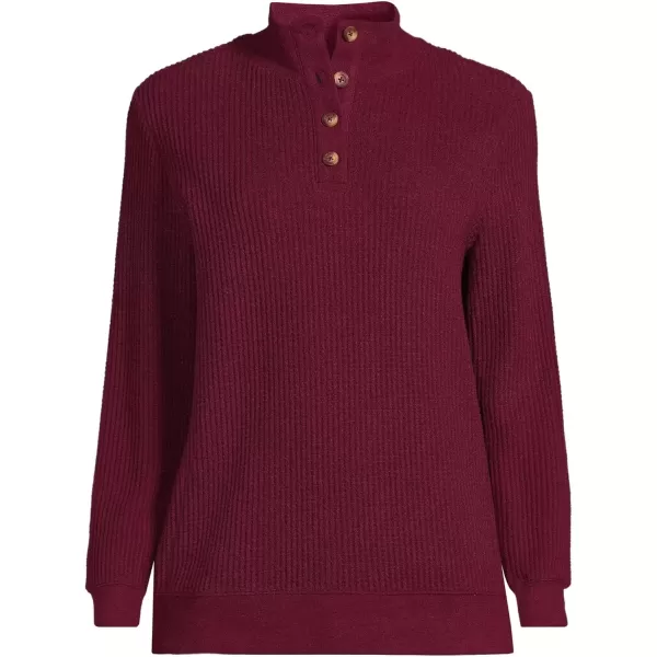 imageLands End Womens Waffle Knit Button Placket TopRich Burgundy Heather