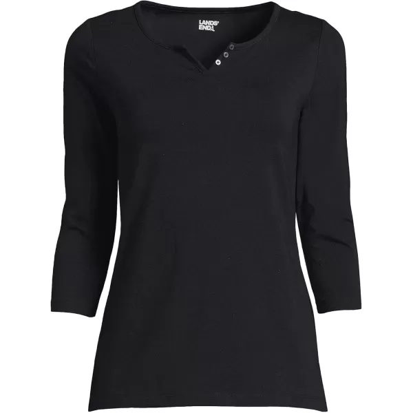 imageLands End Womens 34 Sleeve Lightweight Jersey Henley TopBlack