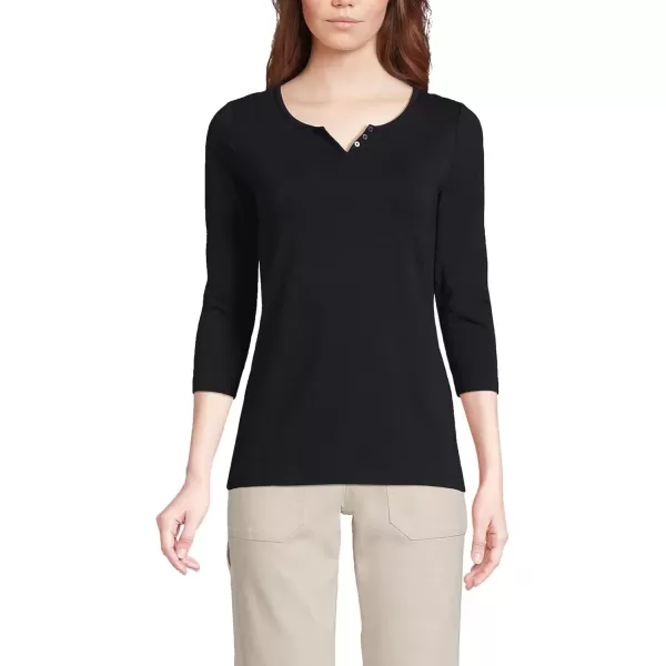 imageLands End Womens 34 Sleeve Lightweight Jersey Henley TopBlack