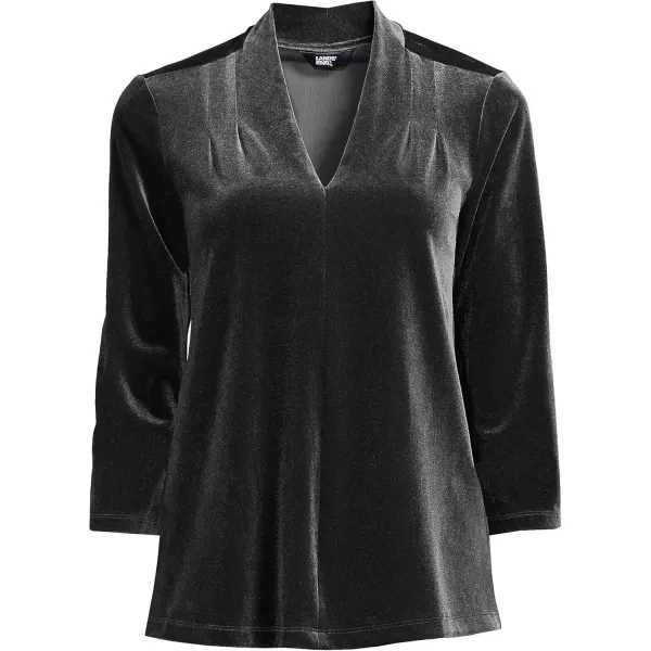 imageLands End Womens 34 Sleeve Velvet TopBlack