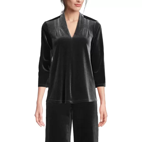 imageLands End Womens 34 Sleeve Velvet TopBlack