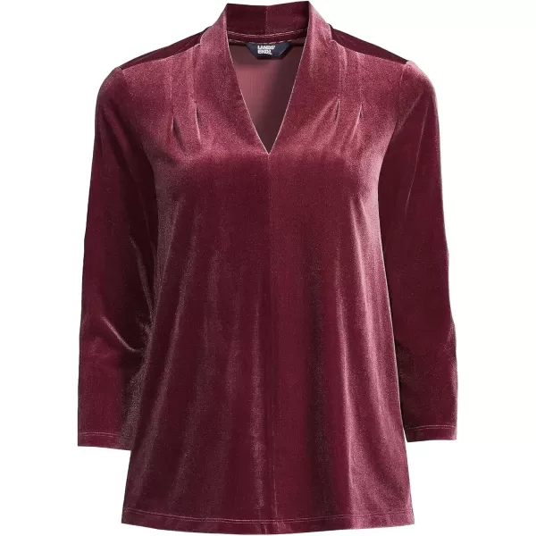 imageLands End Womens 34 Sleeve Velvet TopRich Burgundy