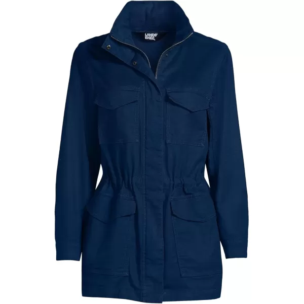 imageLands End Womens Cotton Hooded Jacket with Cargo PocketsDeep Sea Navy