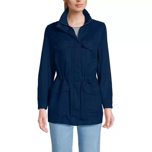 imageLands End Womens Cotton Hooded Jacket with Cargo PocketsDeep Sea Navy