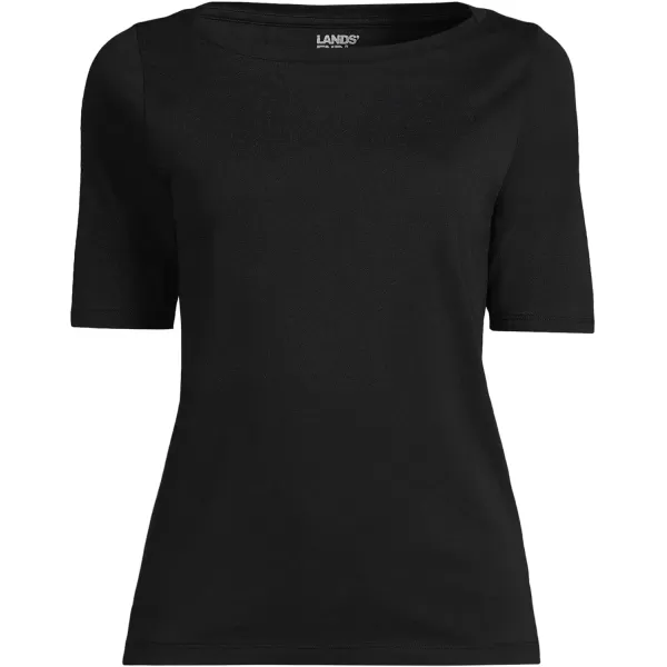 imageLands End Womens Elbow Sleeve Supima Boatneck TopBlack