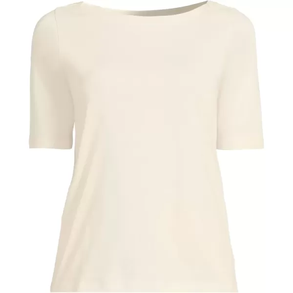 imageLands End Womens Elbow Sleeve Supima Boatneck TopFresh Ivory