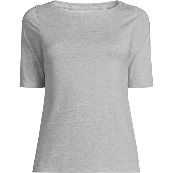 imageLands End Womens Elbow Sleeve Supima Boatneck TopGray Heather