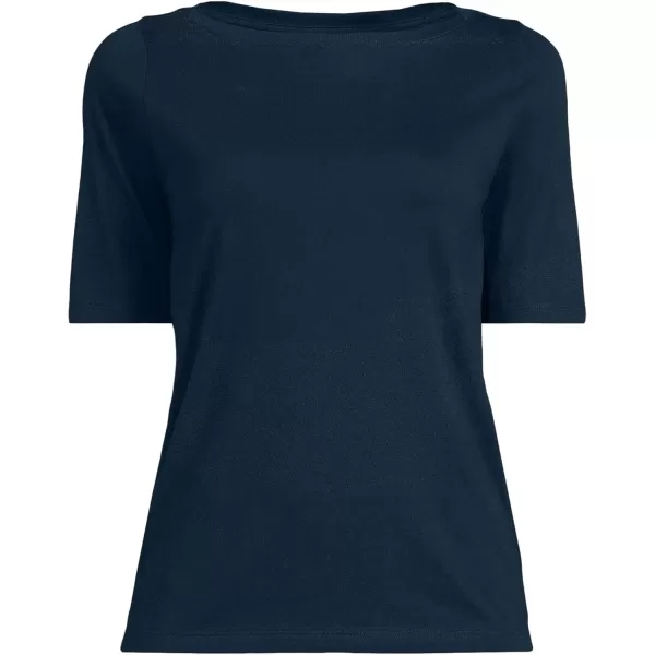 imageLands End Womens Elbow Sleeve Supima Boatneck TopRadiant Navy