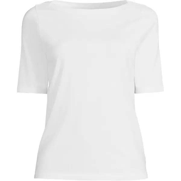 imageLands End Womens Elbow Sleeve Supima Boatneck TopWhite