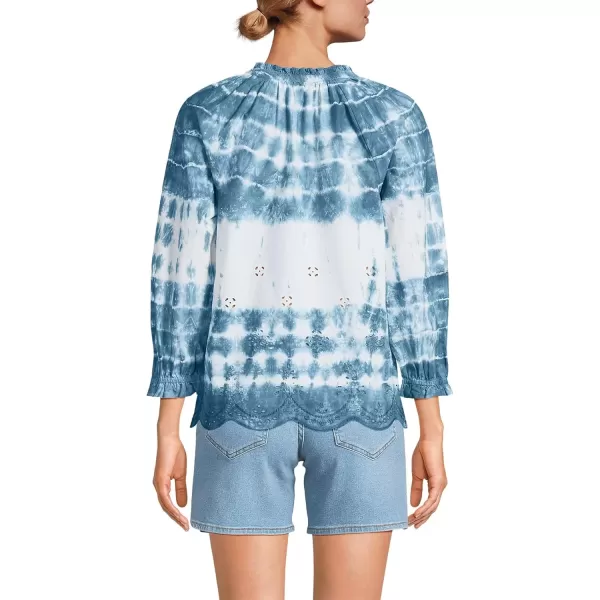 imageLands End Womens Eyelet Split Neck ShirtNavy Tie Dye