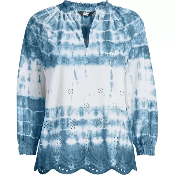 imageLands End Womens Eyelet Split Neck ShirtNavy Tie Dye