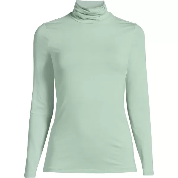 imageLands End Womens Lightweight Jersey Skimming Long Sleeve TurtleneckAqua Surf