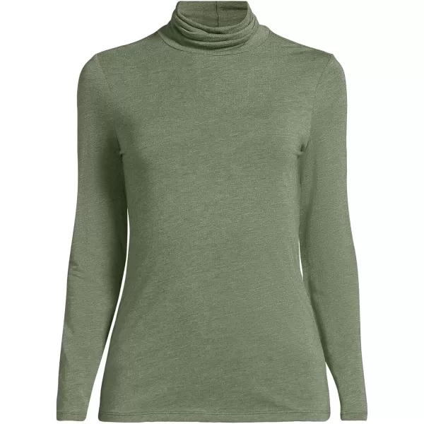 imageLands End Womens Lightweight Jersey Skimming Long Sleeve TurtleneckEstate Green Heather