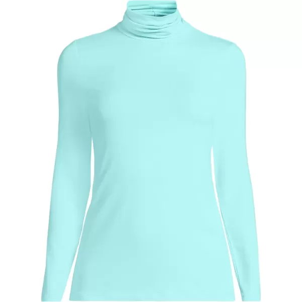 imageLands End Womens Lightweight Jersey Skimming Long Sleeve TurtleneckPale Aqua Ice