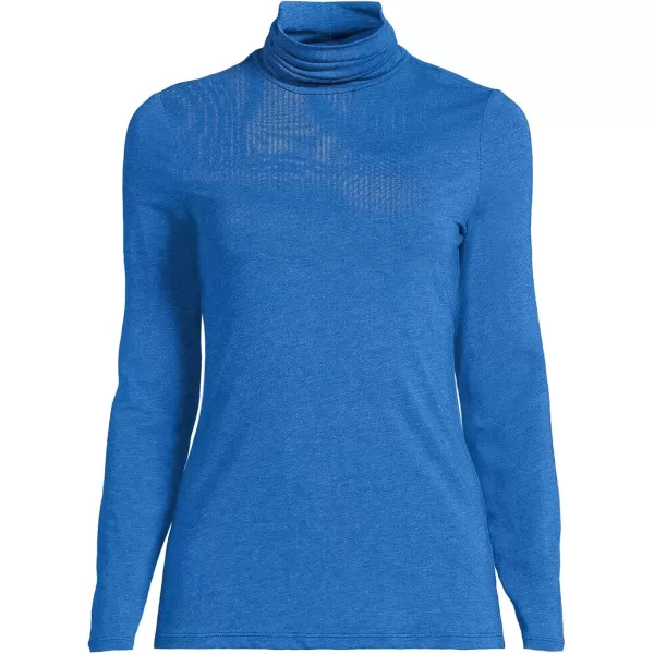 imageLands End Womens Lightweight Jersey Skimming Long Sleeve TurtleneckTrue Cobalt Blue Heather