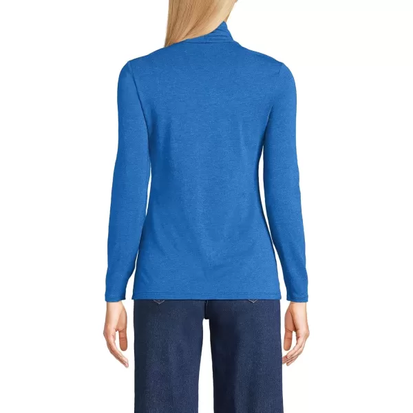 imageLands End Womens Lightweight Jersey Skimming Long Sleeve TurtleneckTrue Cobalt Blue Heather