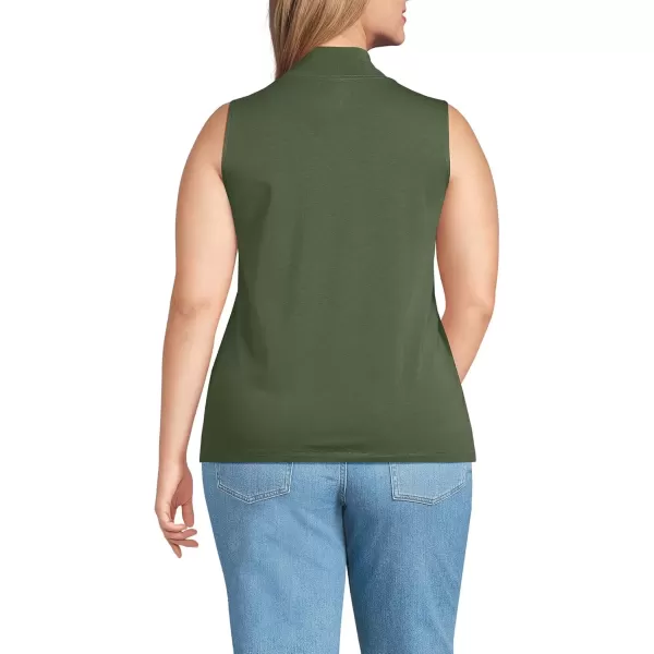 imageLands End Womens Lightweight Jersey Skimming Sleeveless Mock NeckEstate Green