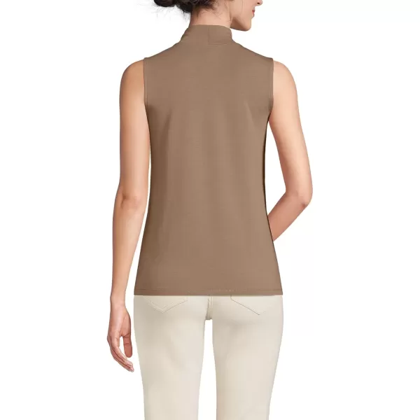 imageLands End Womens Lightweight Jersey Skimming Sleeveless Mock NeckHoney Beige