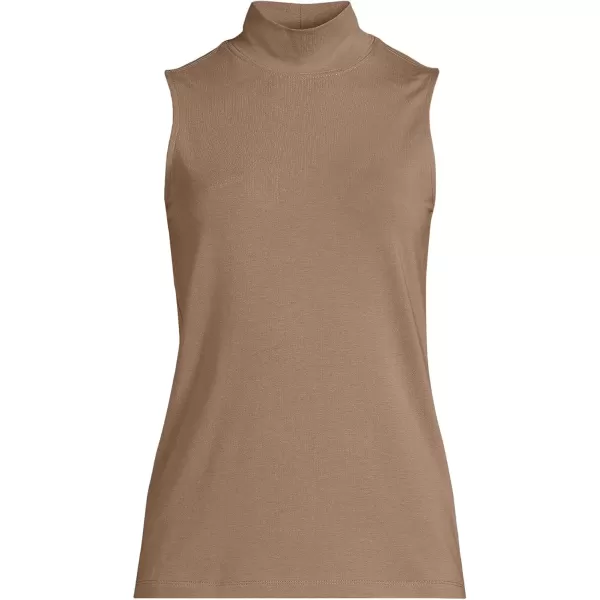 imageLands End Womens Lightweight Jersey Skimming Sleeveless Mock NeckHoney Beige