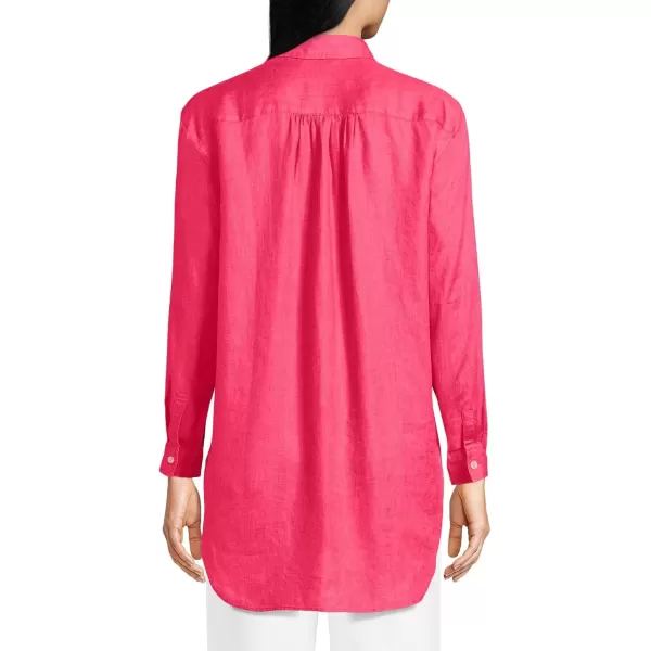 imageLands End Womens Linen Roll Sleeve Relaxed Tunic TopRouge Pink