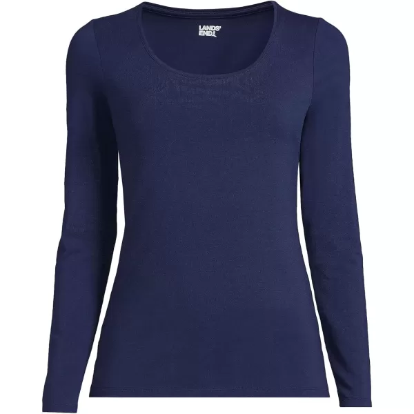 imageLands End Womens Long Sleeve Lightweight Jersey Scoop Neck TShirtDeep Sea Navy