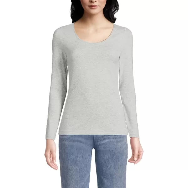 imageLands End Womens Long Sleeve Lightweight Jersey Scoop Neck TShirtGray Heather