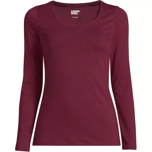 imageLands End Womens Long Sleeve Lightweight Jersey Scoop Neck TShirtRich Burgundy