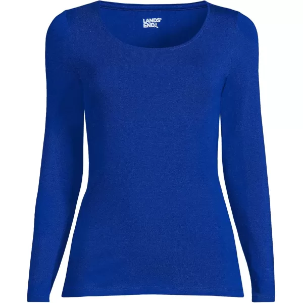 imageLands End Womens Long Sleeve Lightweight Jersey Scoop Neck TShirtTrue Cobalt Blue