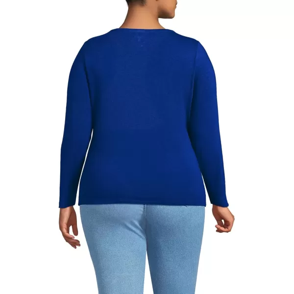 imageLands End Womens Long Sleeve Lightweight Jersey Scoop Neck TShirtTrue Cobalt Blue