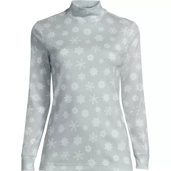 imageLands End Womens Long Sleeve Supima Mock TurtleneckLight Fog Snowflakes