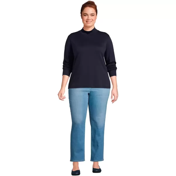 imageLands End Womens Long Sleeve Supima Mock TurtleneckRadiant Navy