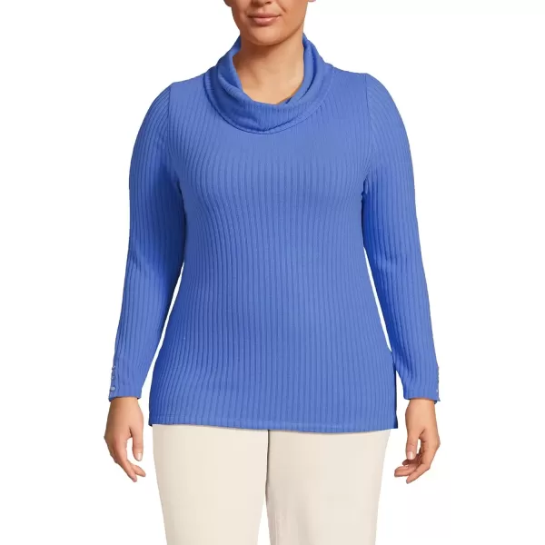 imageLands End Womens Long Sleeve Wide Rib TurtleneckChicory Blue